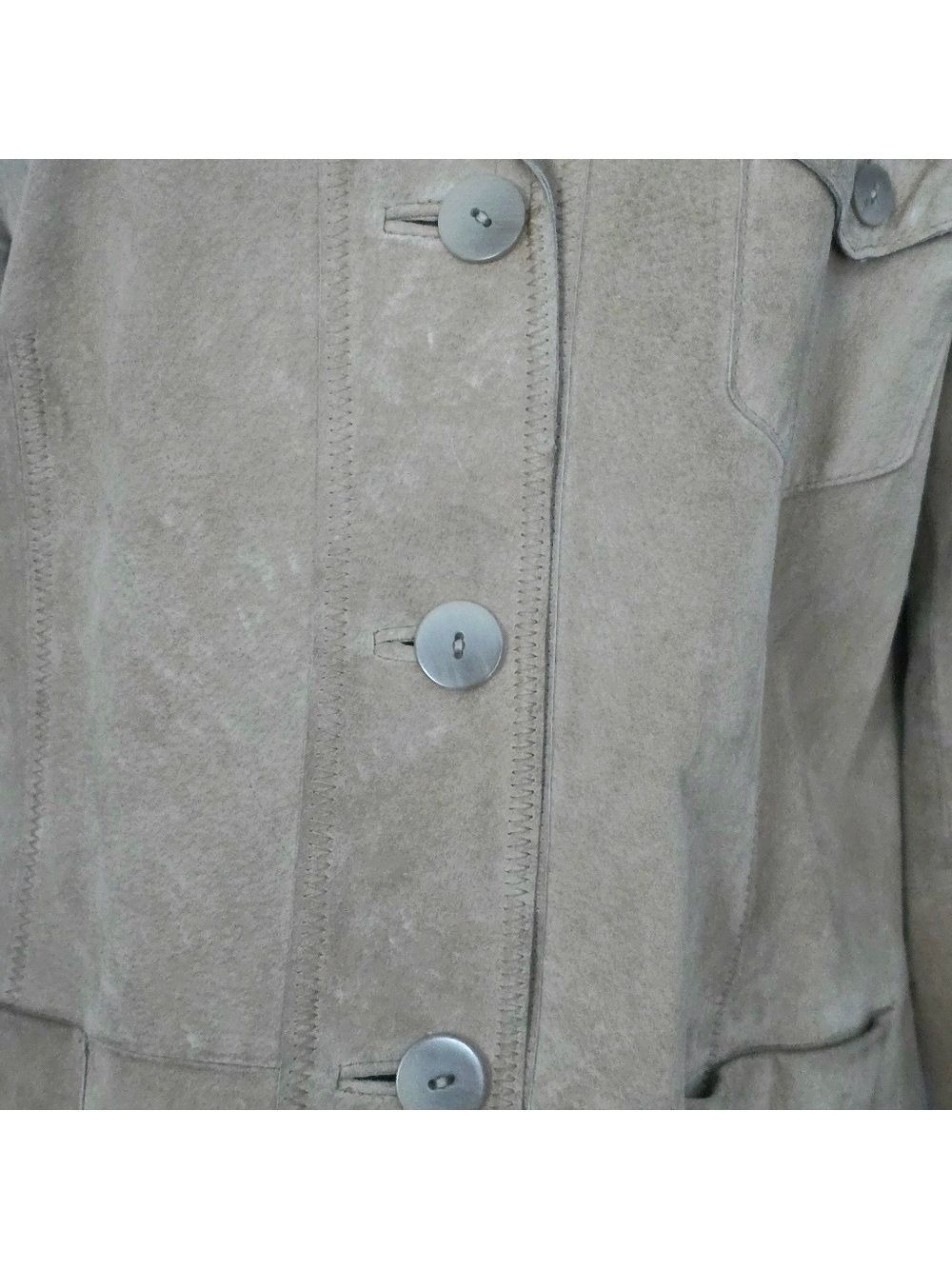 Tan Suede Floral Embroiderd Cuff Blazer Jacket Size M - Picture 13 of 15